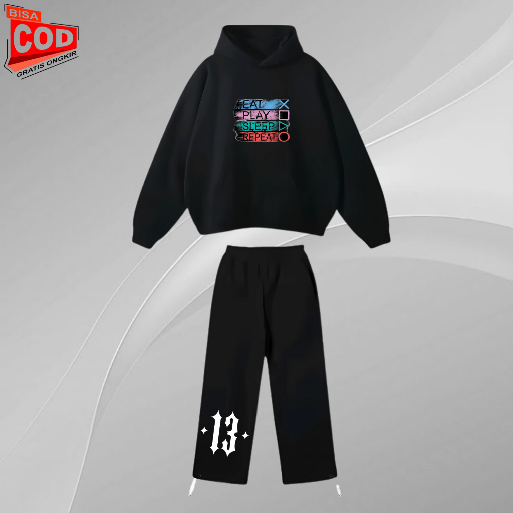Synthesis Expertise Baggy Fleece Balon Pants Oversize Satu Stel Outfit Cowok Hoodie Dan Celana Panja