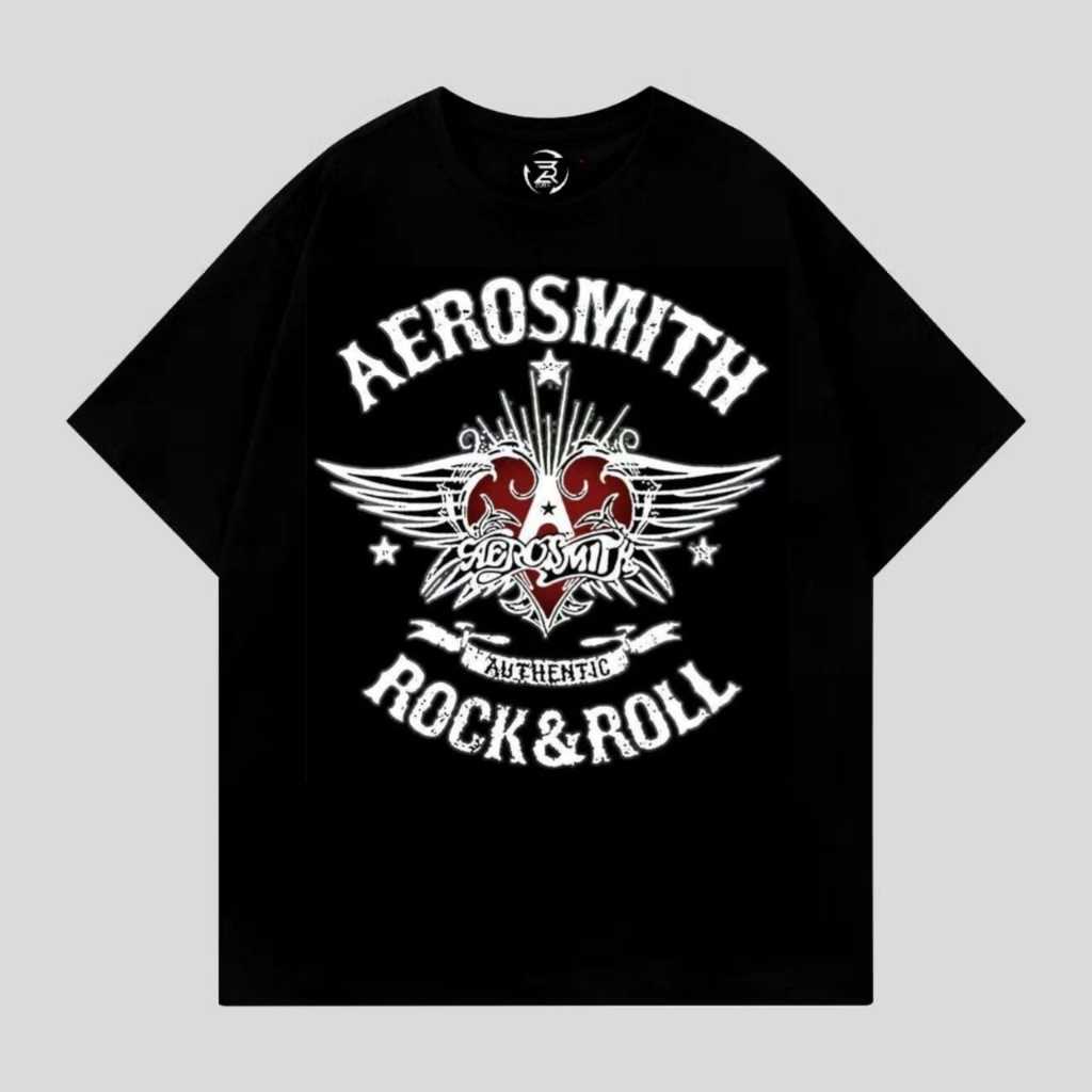MICKOLA Kaos Aerosmith Rock & Roll KAOS OBLONG DEWASA COTTON COMBED 24S
