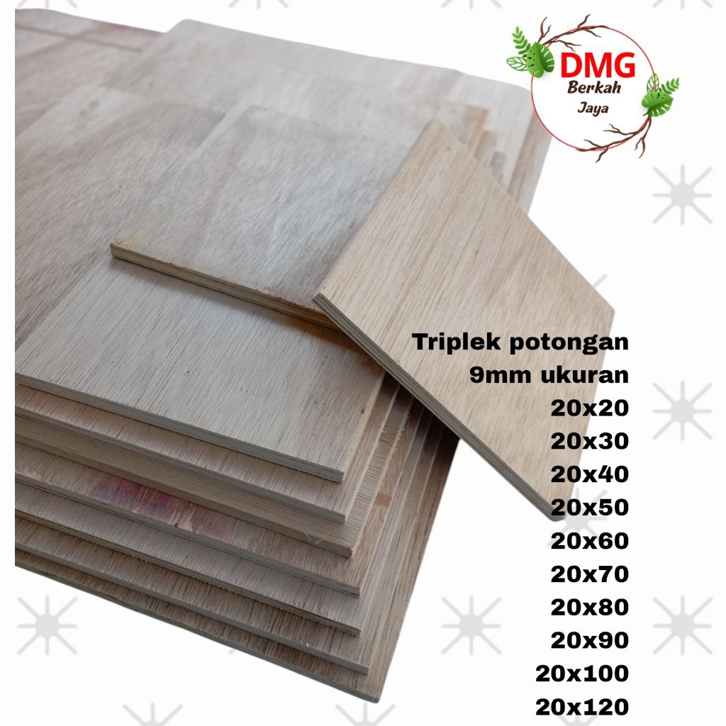Triplek / multiplek / plywood ukuran 20x20 tebal 9mm.