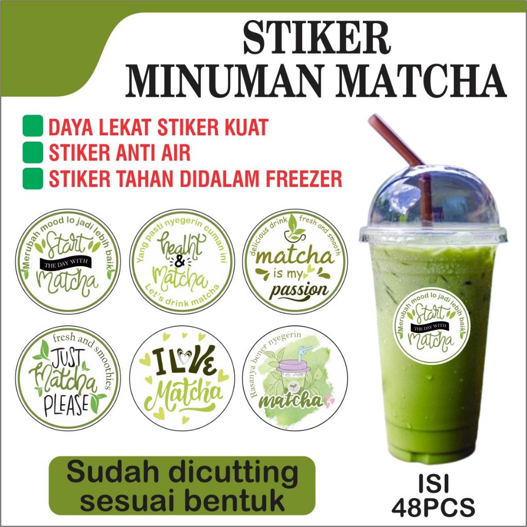 

STIKER GELAS MINUMAN MATCHA | STIKER GELAS CUP MINUMAN KEKINIAN