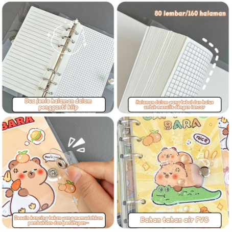 

Buku Catatan Binder Notebook Karakter Kapibara , Notebook Kawaii Aesthetic untuk Sekolah/Kuliah