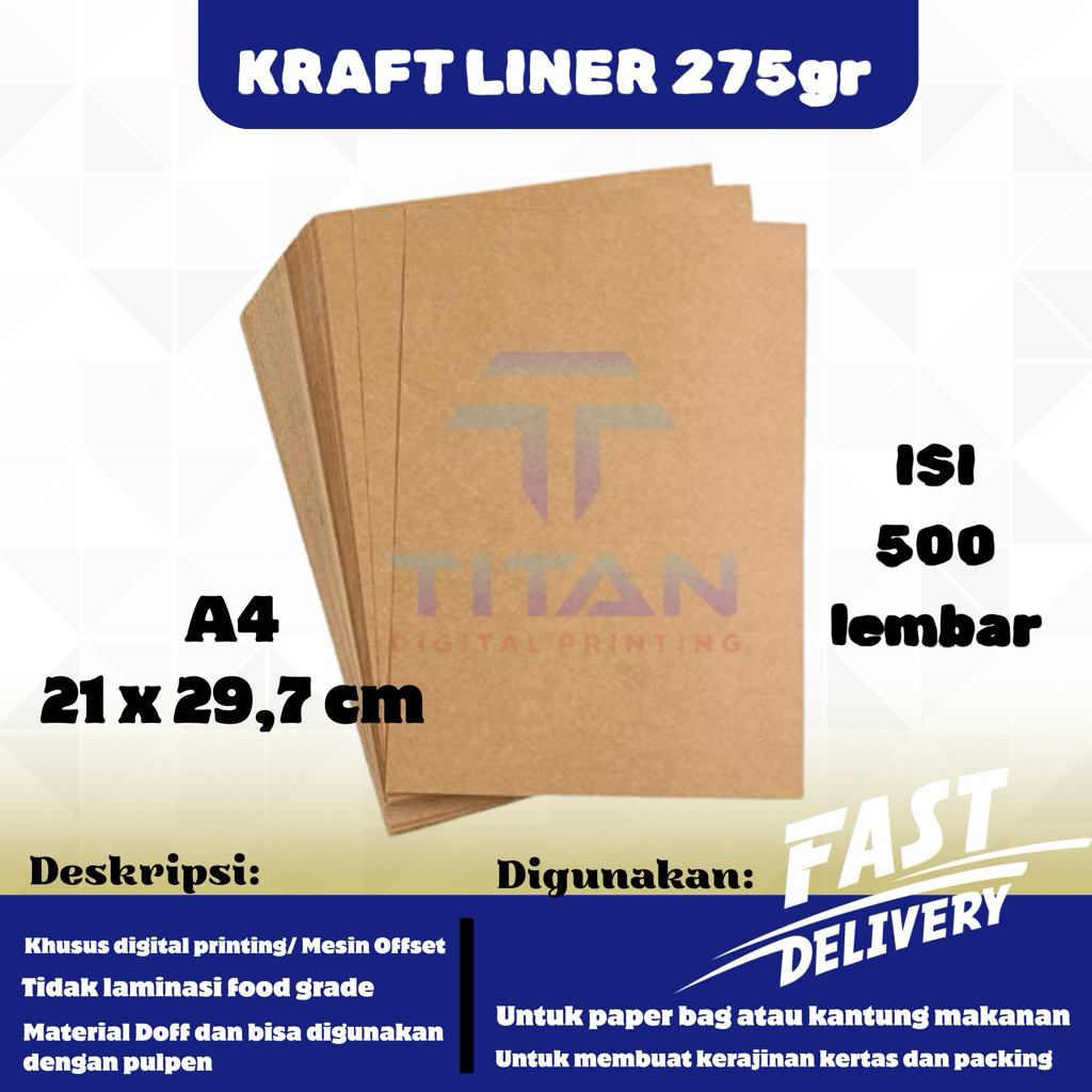

Samson Kraft 275 gsm A4 isi 500 lembar / Kertas Samson Kraft Liner Tebal 275 gram
