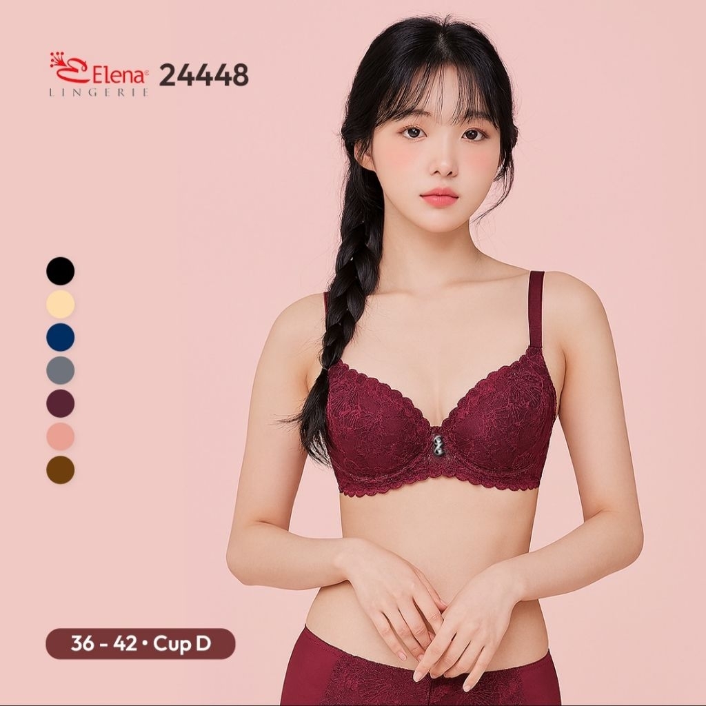 Elena 24448 Cup D Jumbo Besar Busa Tipis  Pakaian Dalam Wanita Bh Basic 36D - 42D