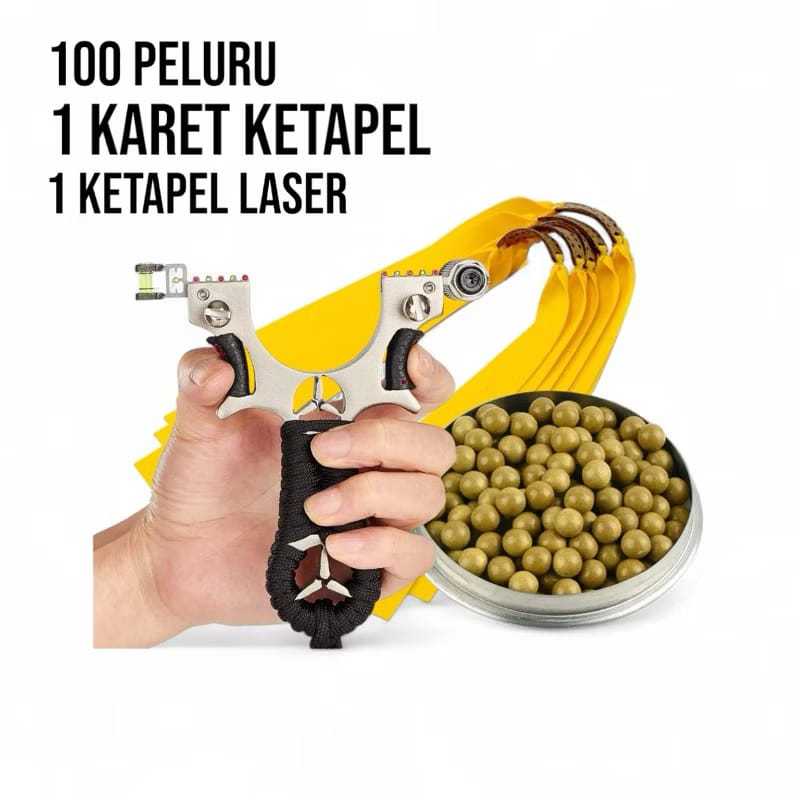 Satu Set Ketapel Slingshot Hunting Catapult Mercy Bonus Mud Tali Ketapel
