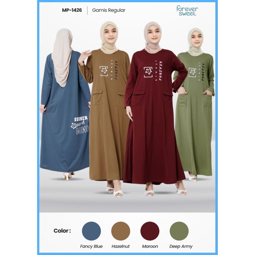 FOREVER SWEET DASTER GAMIS PANJANG MUSLIM BAHAN KAOS TERBARU