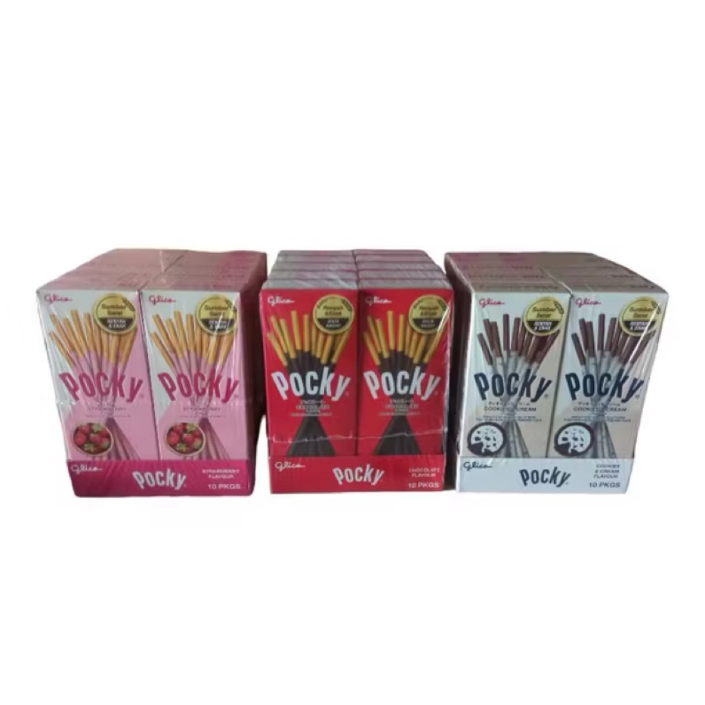 

SNACK GROSIR Glico Pocky mini 1pack isi 10x20gr rasa cokelat,strawberry,cookie and cream