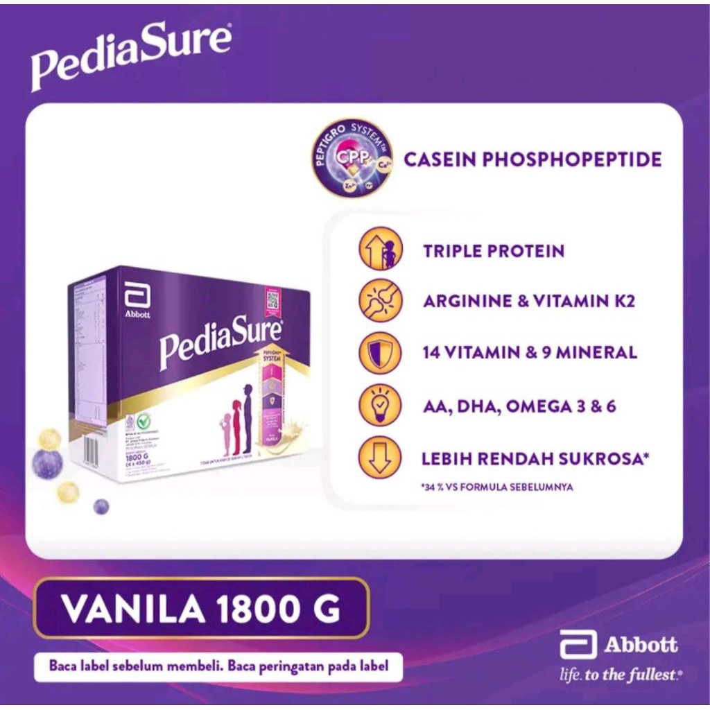 pediasure 1800gr Vanila (1-10tahun) susu pertumbuhan