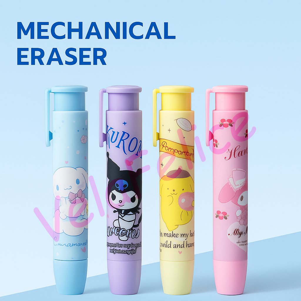 

Kiddypicks - Penghapus Bentuk Pensil Motif Karakter Lucu Sanrio Cinnamorol Kuromi Melody Pompompurin / Mechanical Eraser
