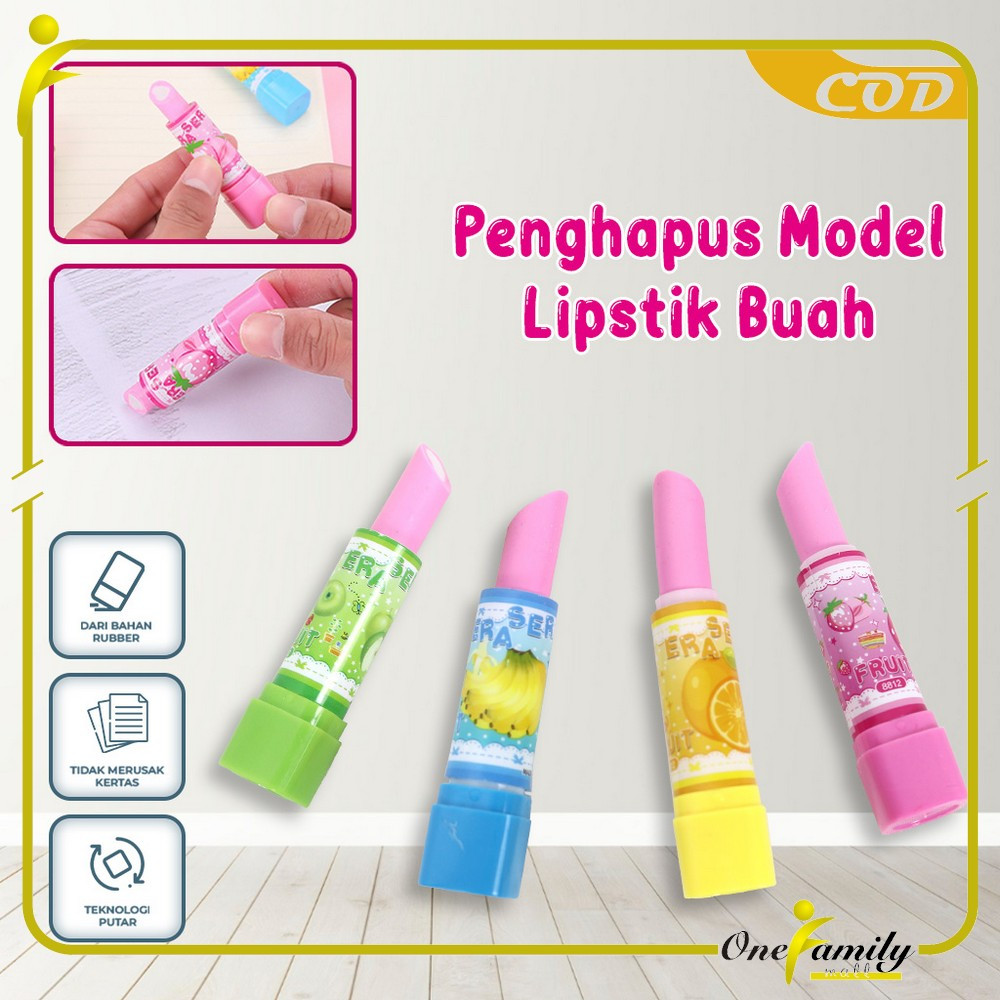 

EC ONE-A70 Penghapus Model Lipstik Karakter Buah Random / Penghapus Pensil Eraser Buah Warna Warni Lucu / Penghapus Pensil Eraser Fruits Import