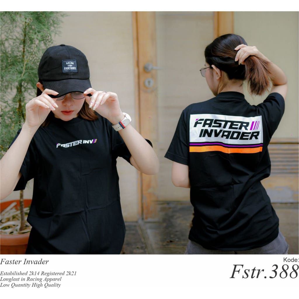 T-shirt Faster Invader Blok Racing / Kaos Faster Invader 002 / T-shirt Racing Pria Wanita Cotton Com