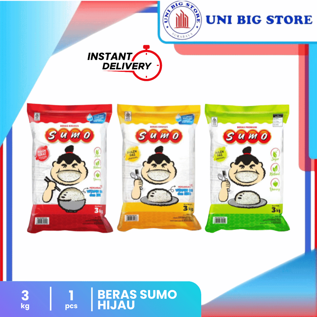 Beras Premium Sumo Kuning - Merah - Hijau 3 kg Super Rice