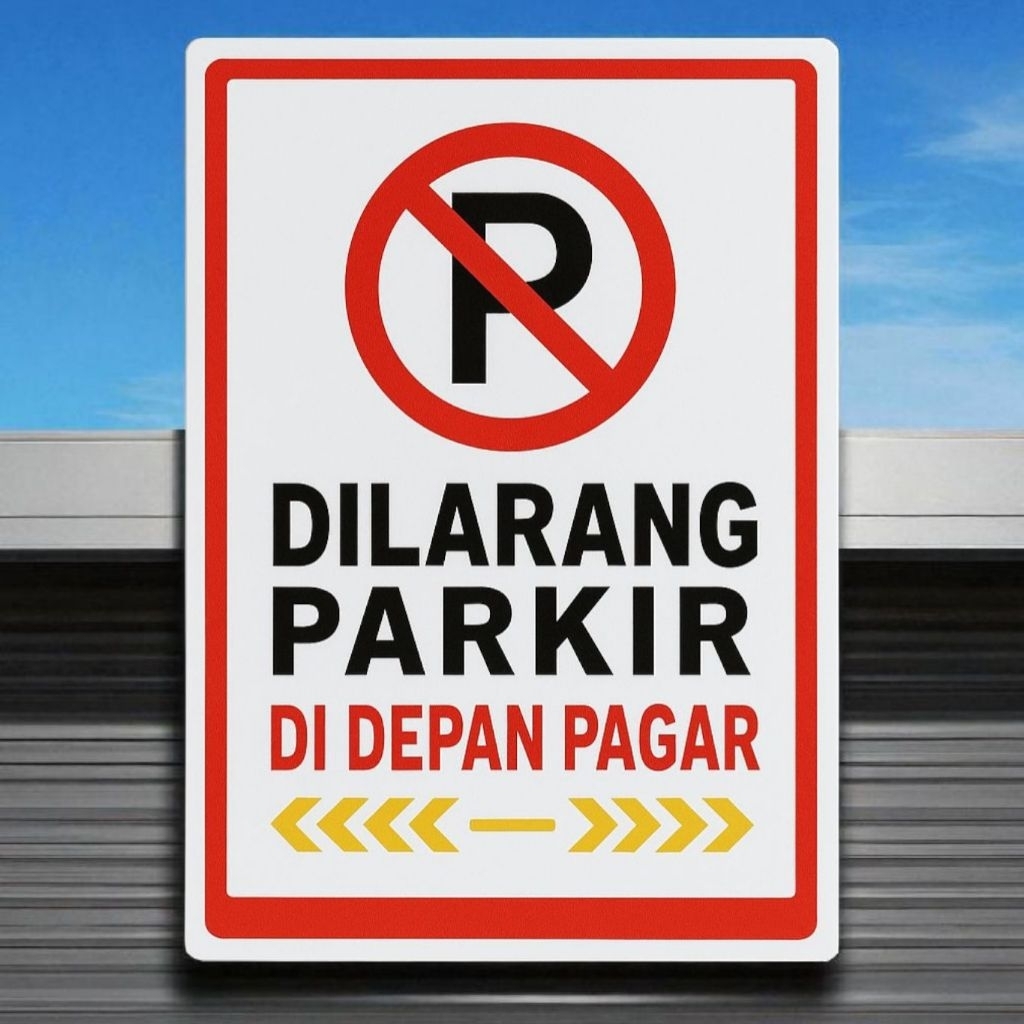 

sign / rambu rambu dilarang parkir di depan pagar