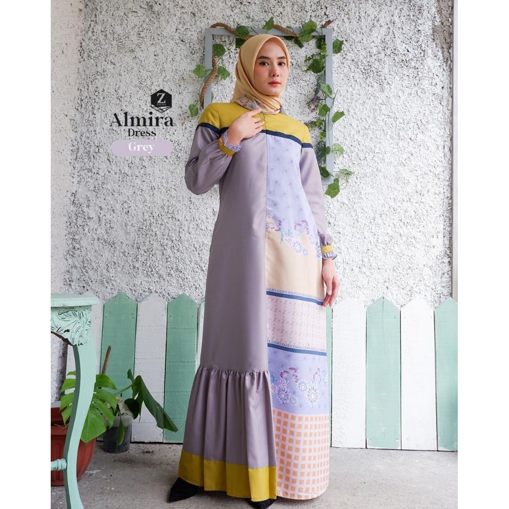Almira dress by zalifa✔️gamis motif, gamis zalifa