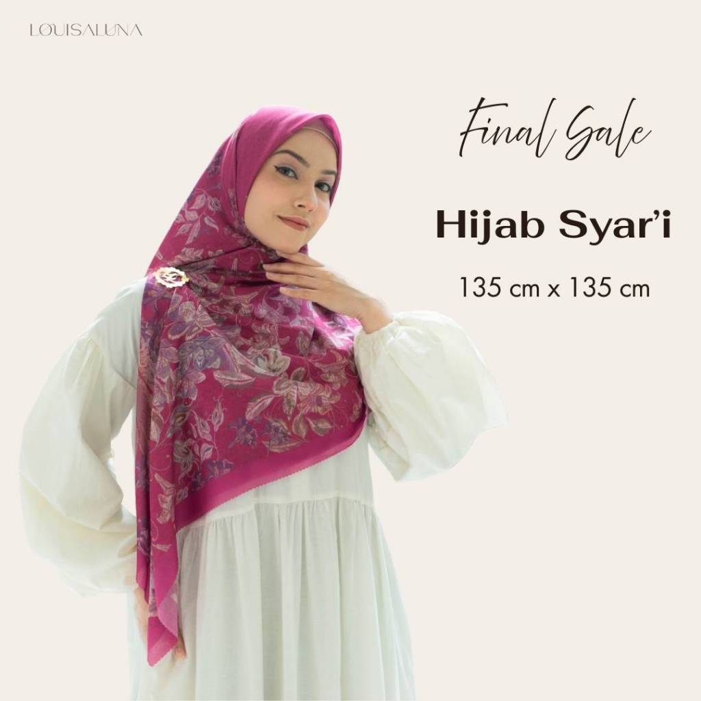 [FINAL SALE HIJAB SYAR'I] Hijab Syar'i Segiempat Motif Voal Premium Lasercut - 135x138cm -  Lembut &