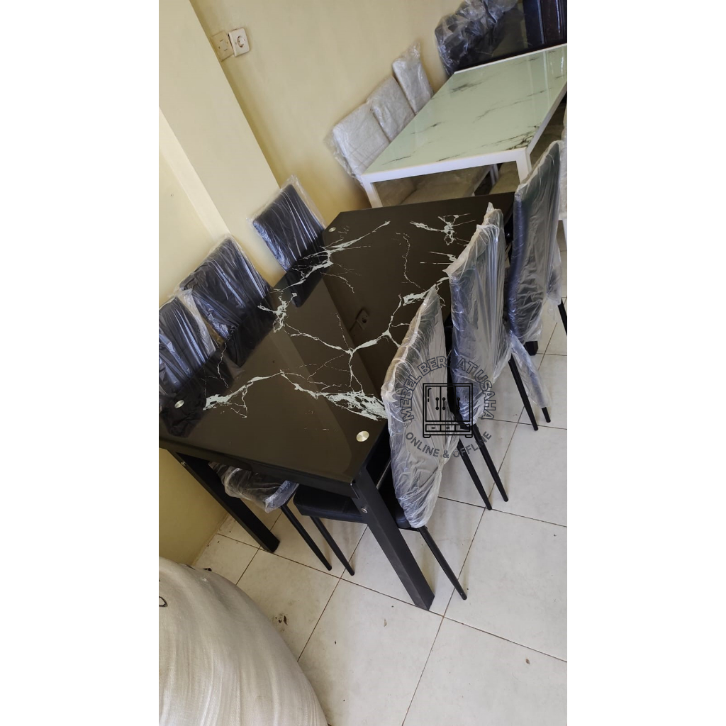 Meja Makan Kaca Kursi 6