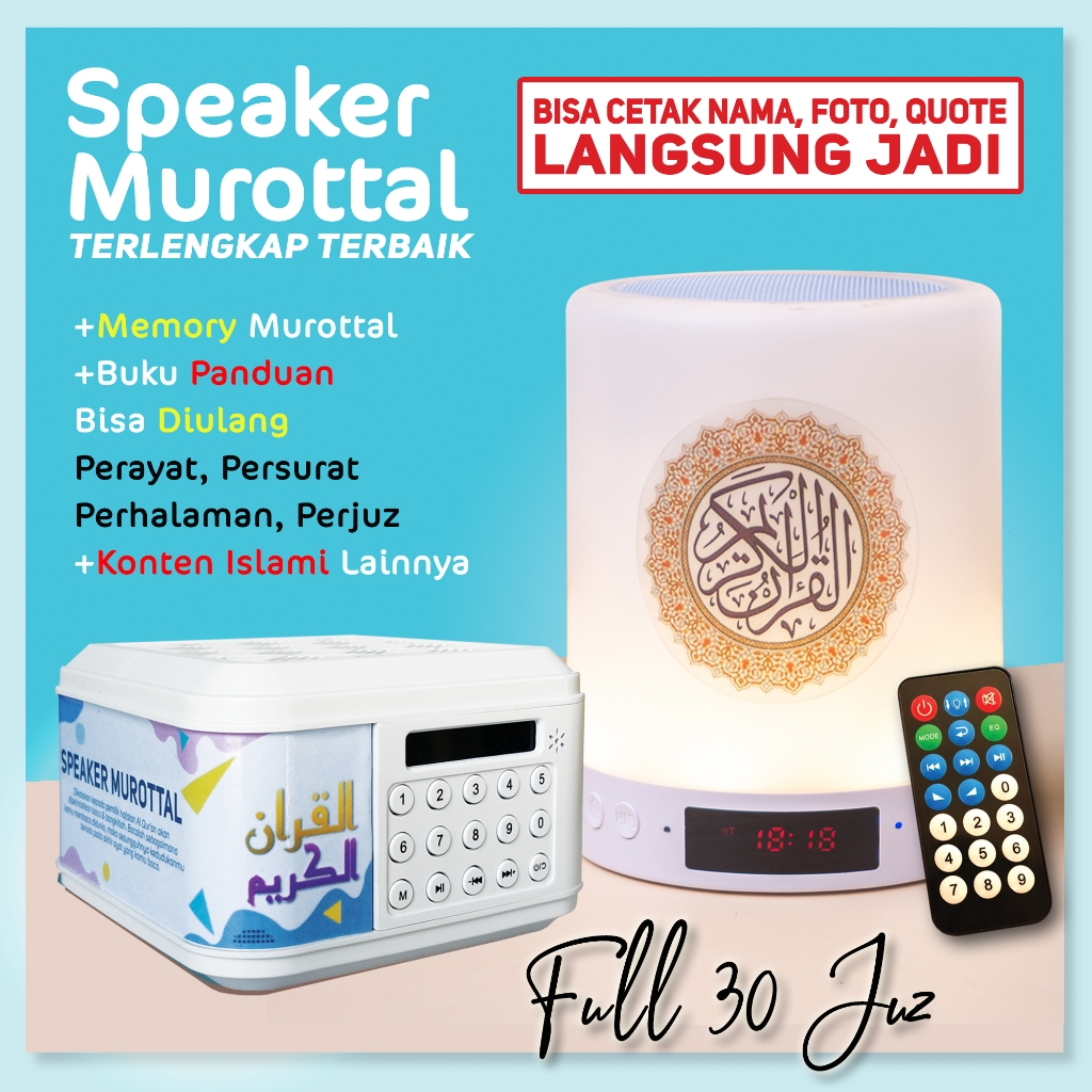 SPEAKER MUROTTAL AL QURAN SPIKER MUROTAL DIGITAL AL-QUR'AN 24 JAM 30 JUZ BANYAK QORI BISA BLUETOOTH