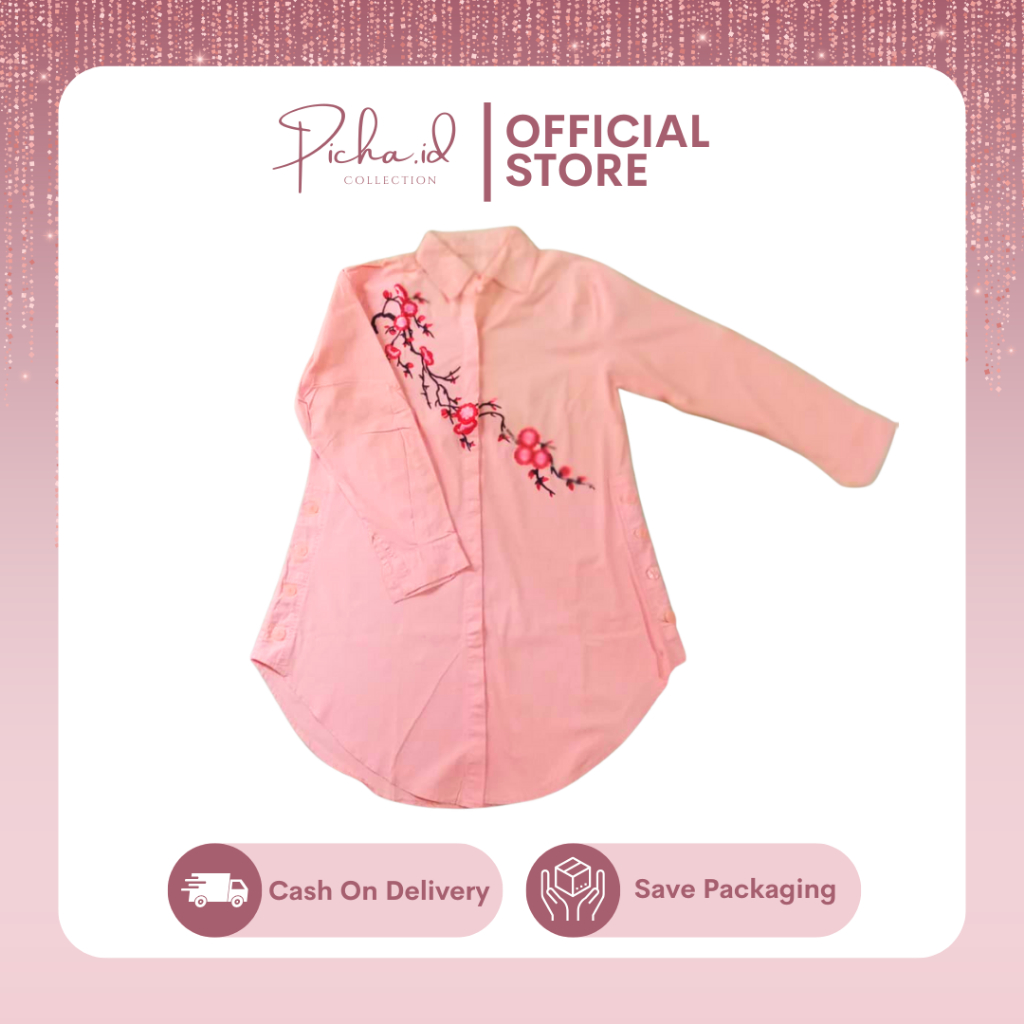 Preloved tunik/ kemeja wanita/ kemeja lengan panjang/ tunik bordir