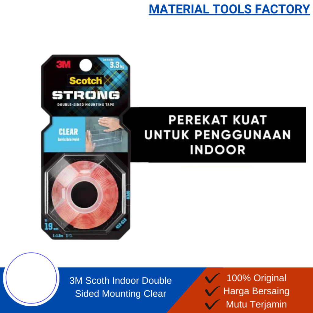 

3M SCOTCH Clear Bening Double Tape Sided Mounting 19mm x 1.5 Meter