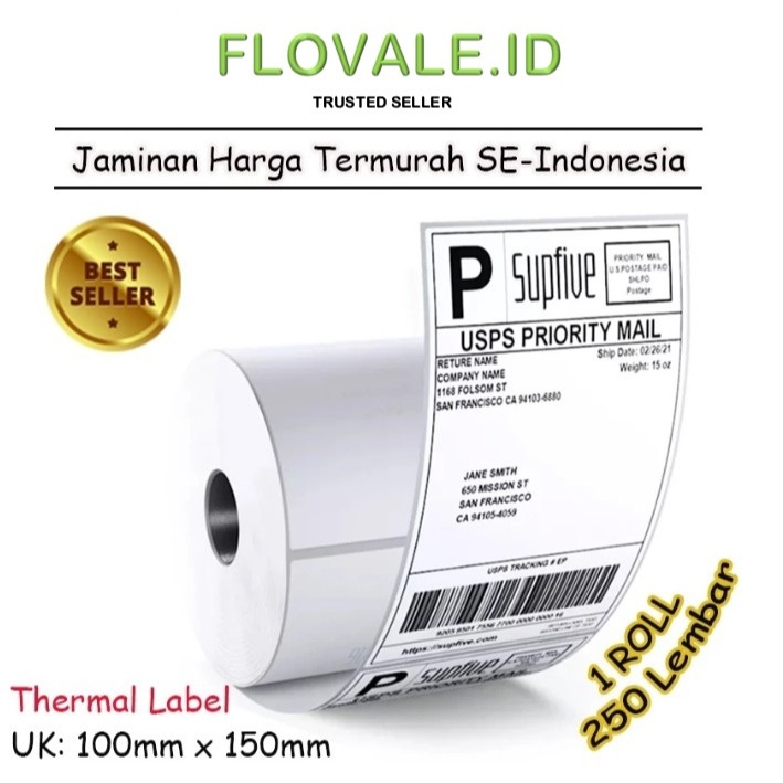 

LABEL THERMAL [100 x 150] KERTAS STICKER BARCODE 100x150 mm (250 Pcs)