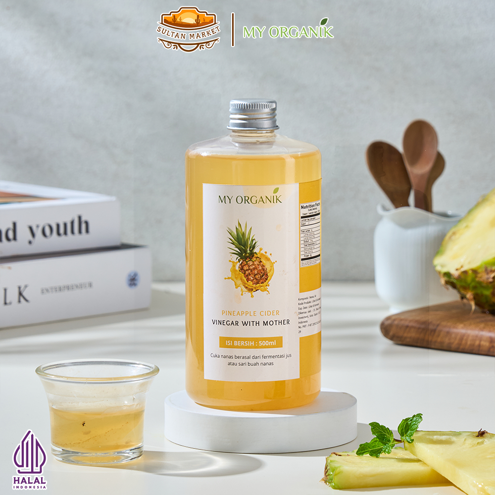 

My Organik Cuka Nanas Original Pineapple Cider Vinegar White Mother 500ml Kemasan Botol