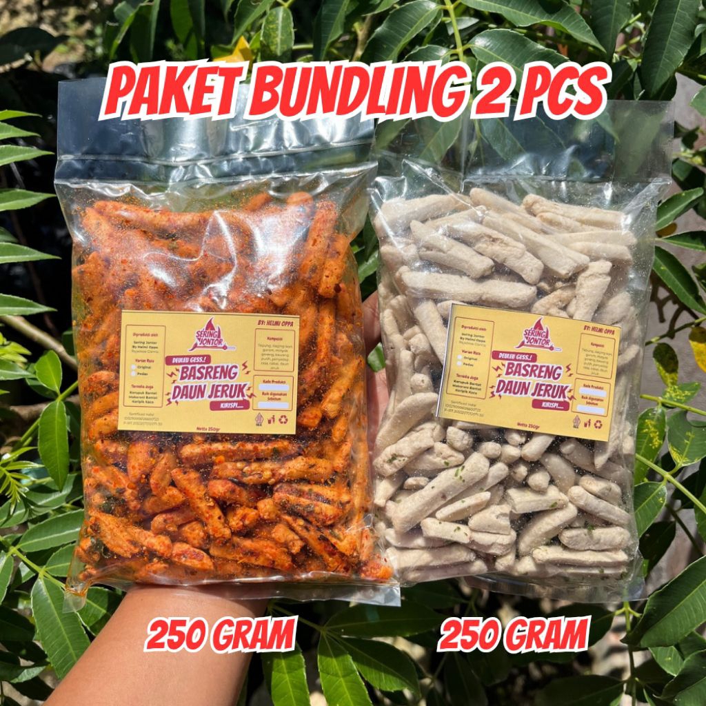 

Paket Bundling 250 Gram (2 Pcs) Basreng Daun Jeruk Pedas Dan Original