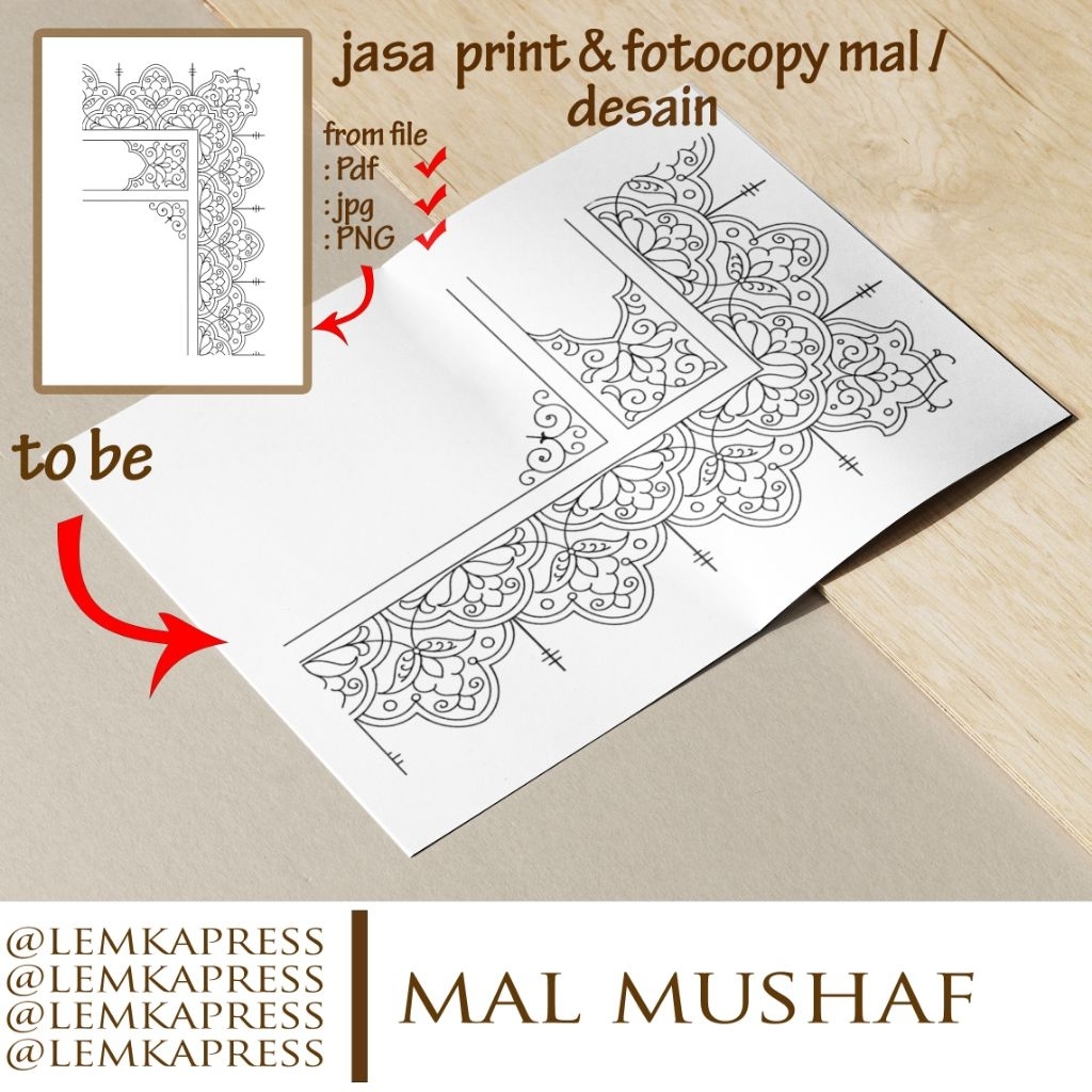 Jasa Print - Fotocopy Mal mushaf - Dekorasi (file dari pembeli)