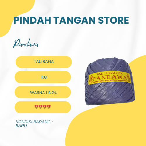 

Pandawa Tali Rafia 1kg Warna Ungu Tinggi 14,5cm Diameter 17,5cm Tali Plastik Berkualitas 1kg