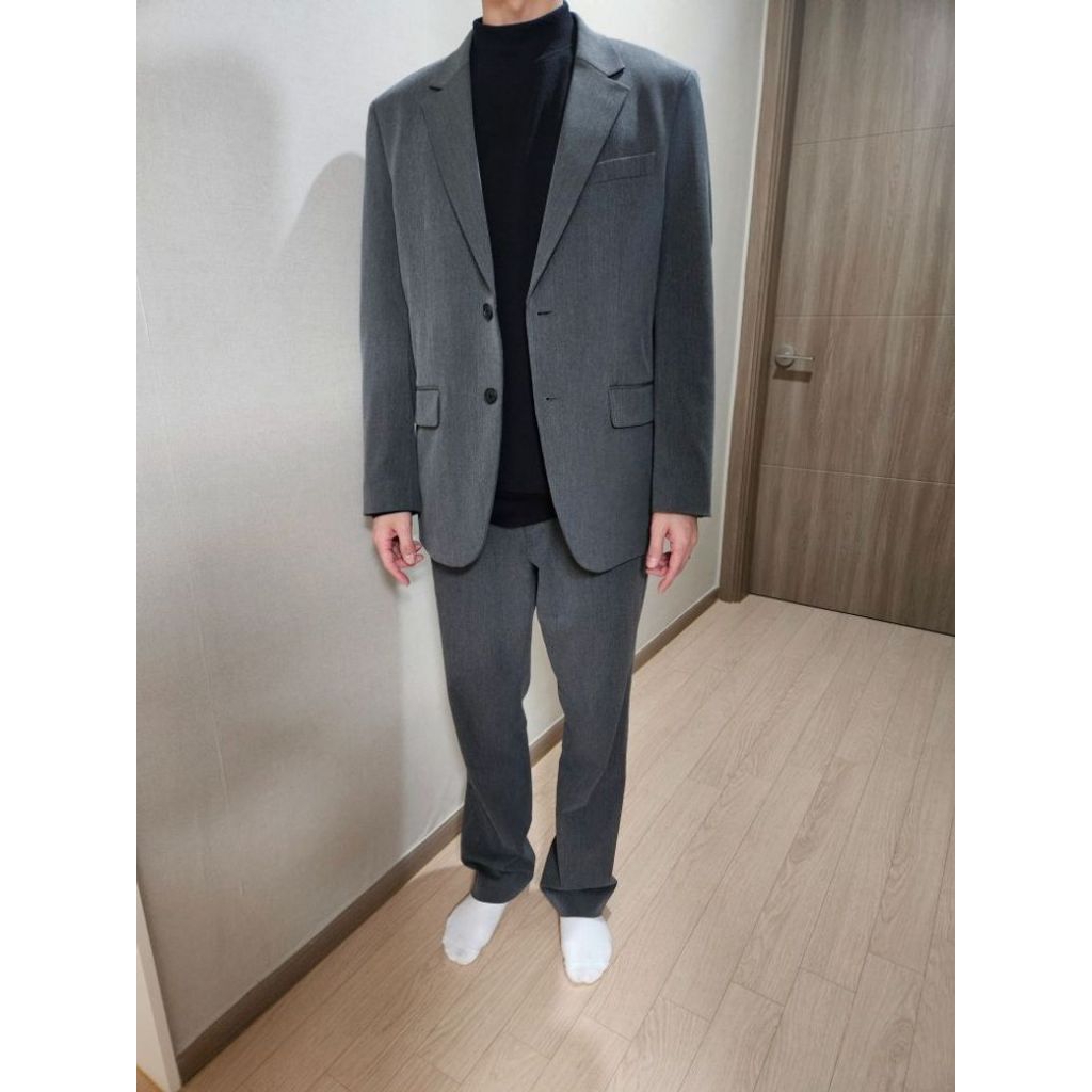 Musinsa Standard set setelan, oversized jas blazer dan celana warna abu size L-XL