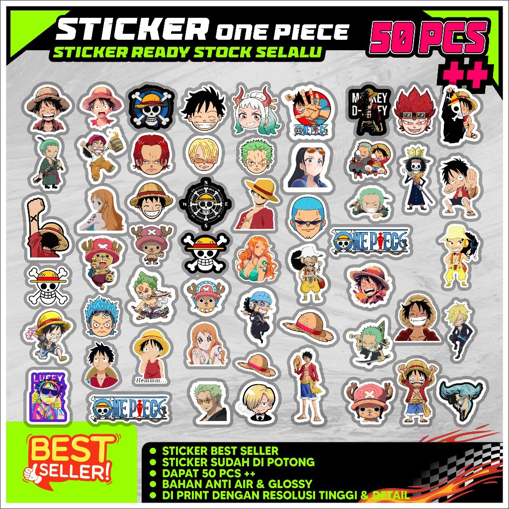 

Sticker onepiece 50 picis sudah potong & anti air