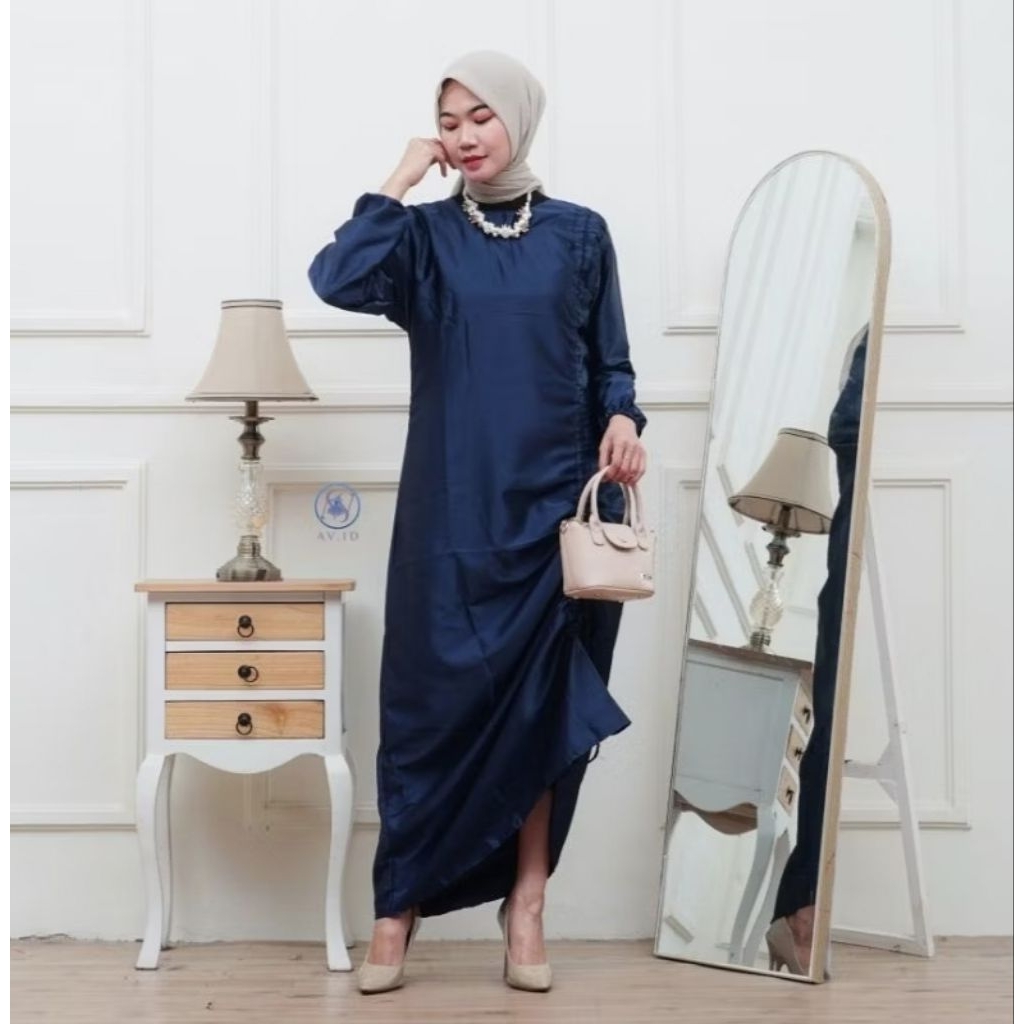 Andini dress, dress kekinian, dres kondangan viral,dress andini, dress satin serut velvet premium