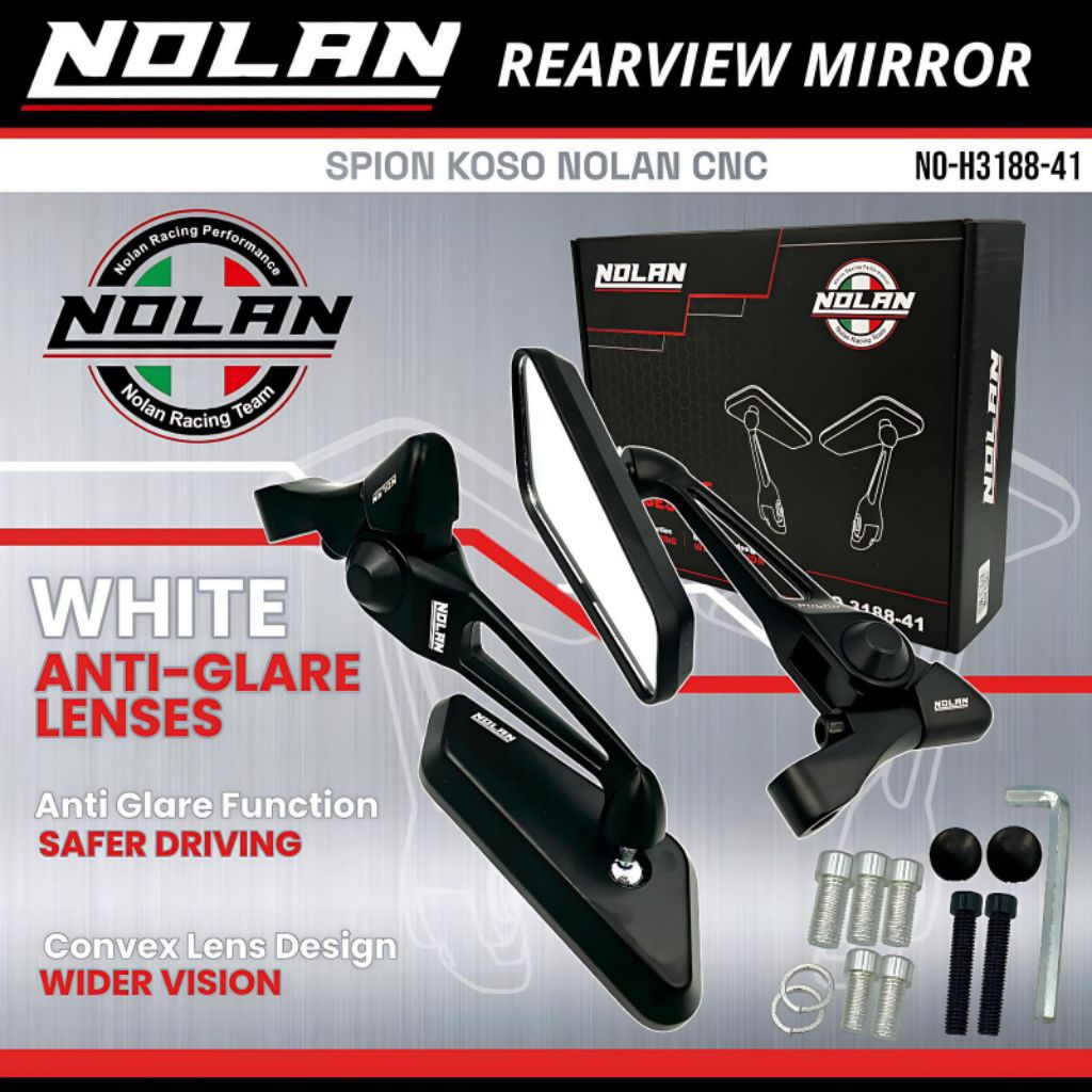 SPION KOSO NOLAN ORIGINAL FULL ALUMINIUM CNC KACA PUTIH UNIVERSAL SPION KOSO