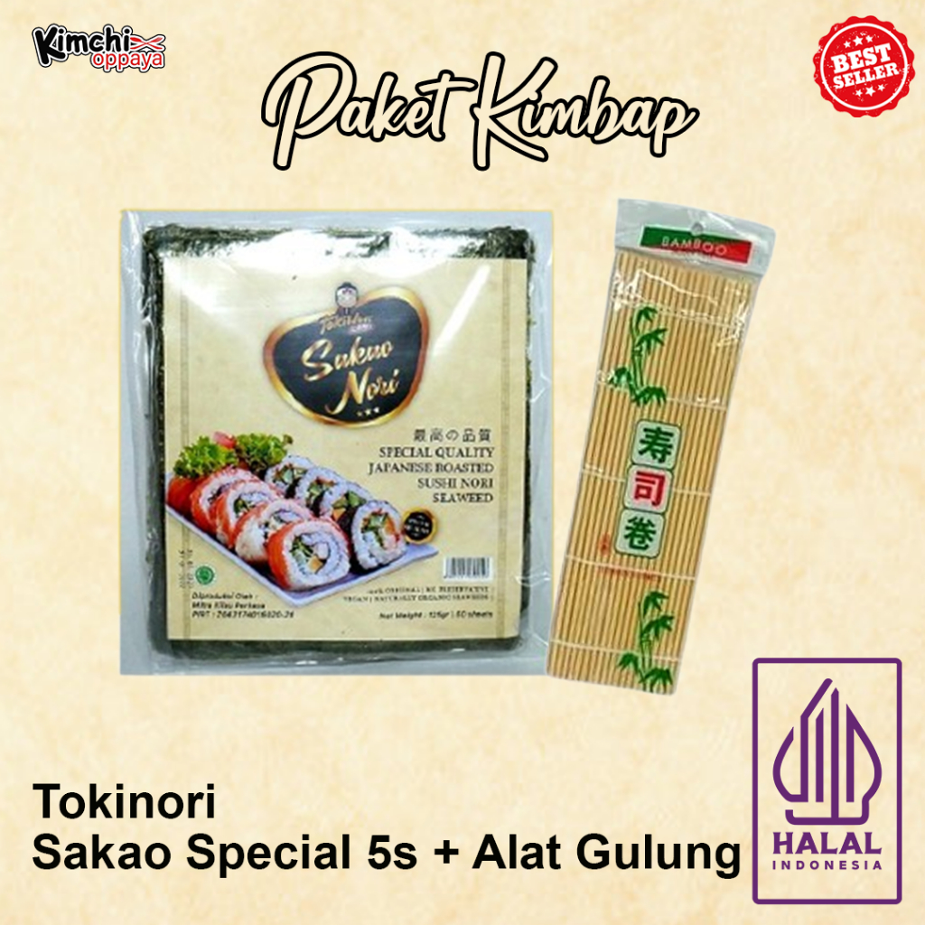 

Paket Sakao Nori 5 Lembar + Tikar Penggulung Sushi, Rumput Laut Premium untuk Sushi Homemade Praktis