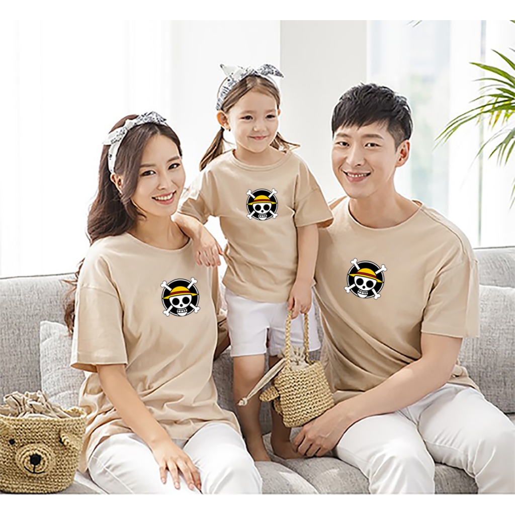 Kaos ONE PIECE LUFFY Family Couple Keluarga AYAH BUNDA KAKAK ADEK Bajak Laut Topi Jerami Kaos kembar