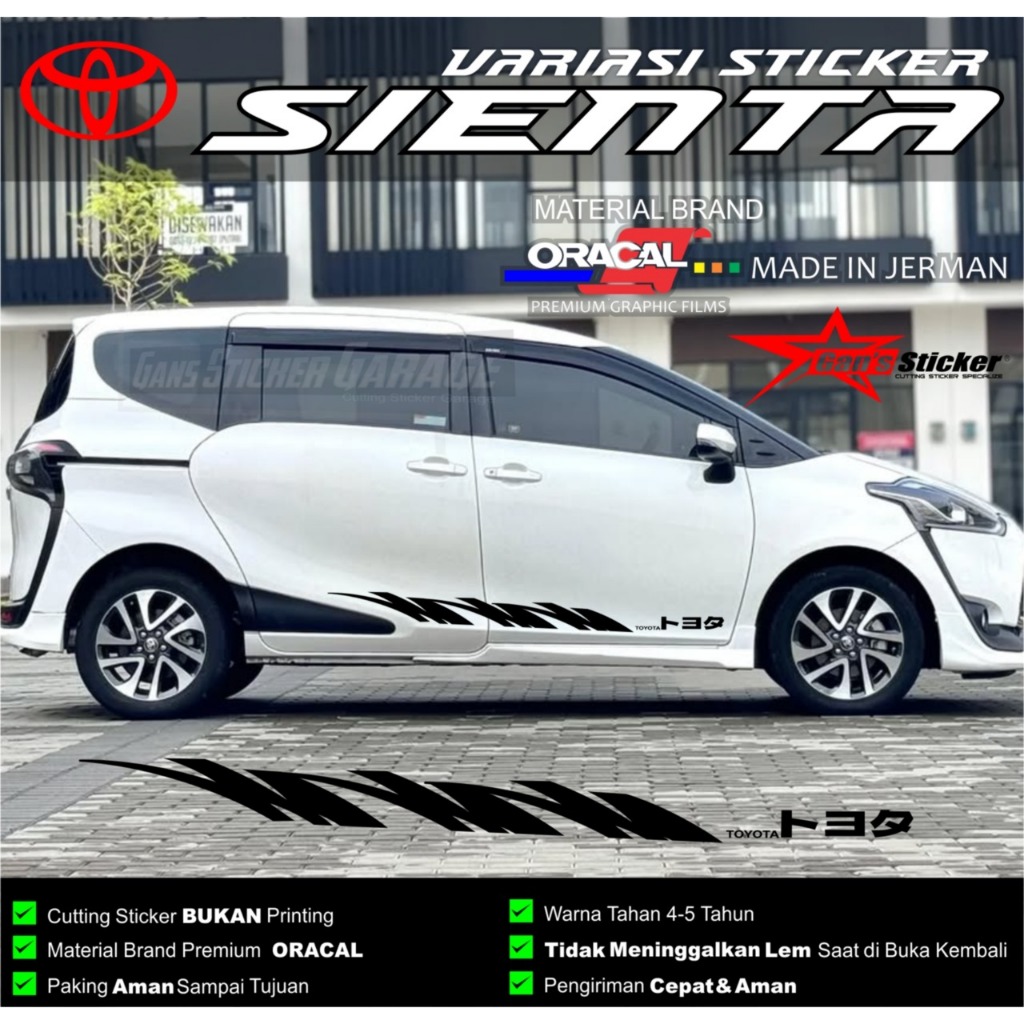 Toyota Sienta Premium Cutting Sticker Aksesoris Eksterior Mobil Toyota Sienta