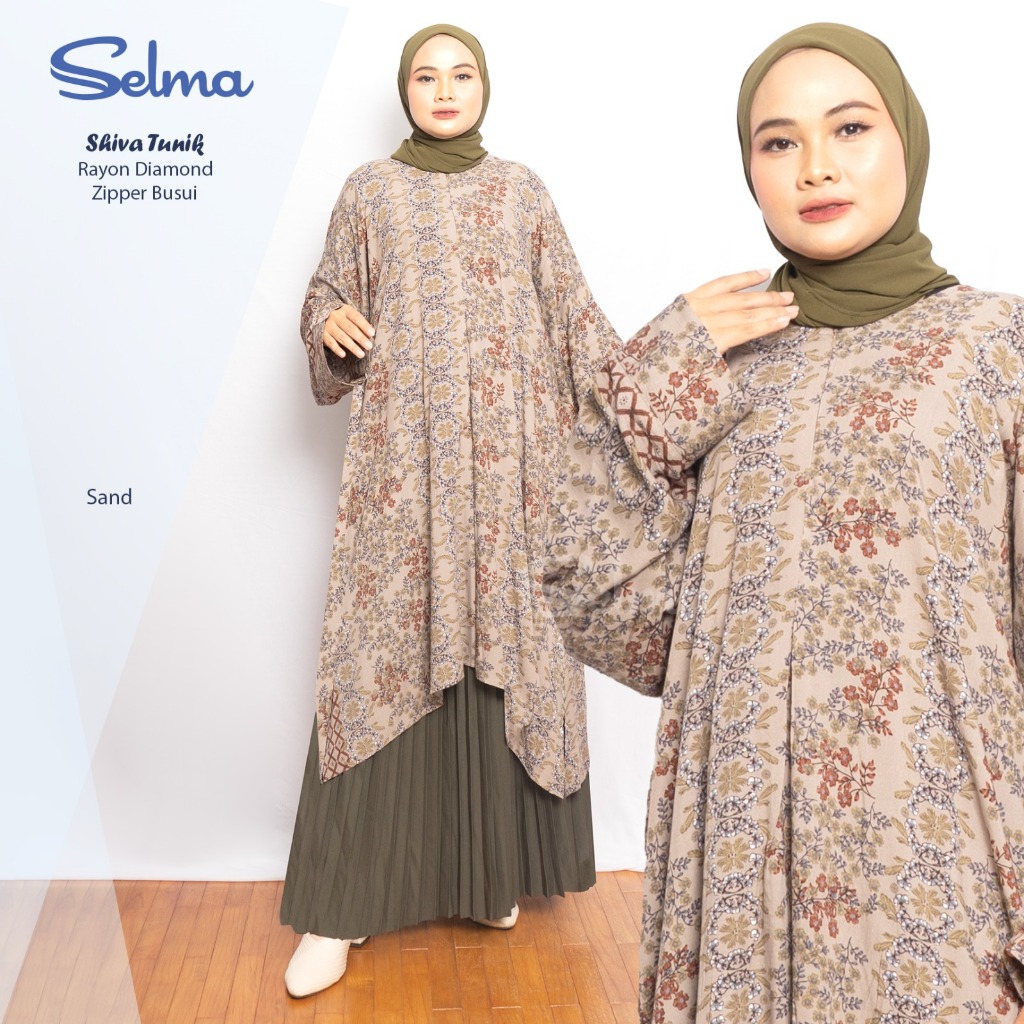Atasan Wanita Mewah Motif Bunga Jumbo cocok untuk harian Tunik LD 140 Nyaman by SELMA LABEL