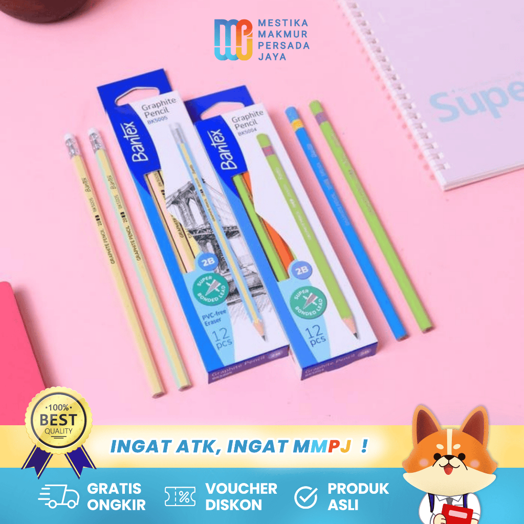 

Bantex Pencil 2B Pensil Tulis Sekolah Hexagonal BK5004/BK5005