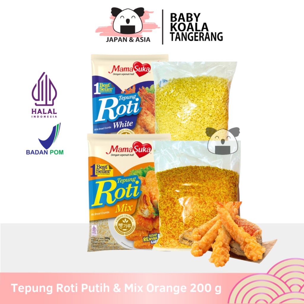 

MAMASUKA PANKO Mix ORANGE & Putih Tepung Roti Ekonomis 200 g Halal │ Panir untuk Karage -BKT