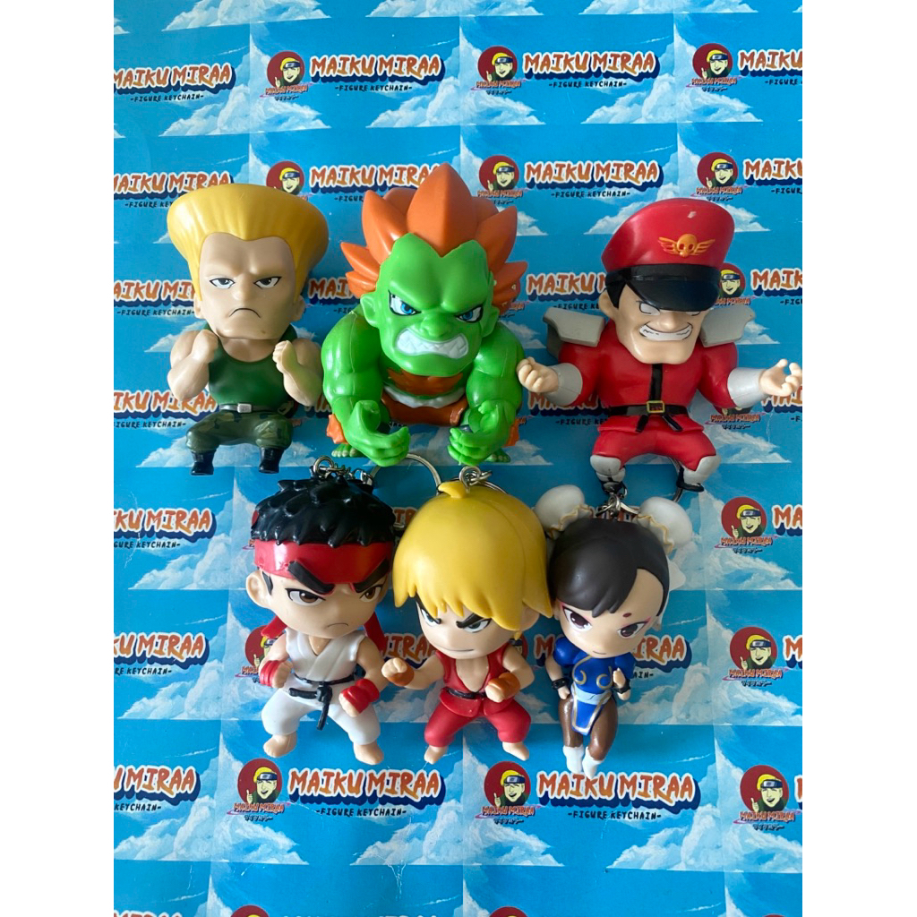 Figure Keychain / Gantungan Kunci Street Fighter Ryu Ken Chunli Guile Blanka bison