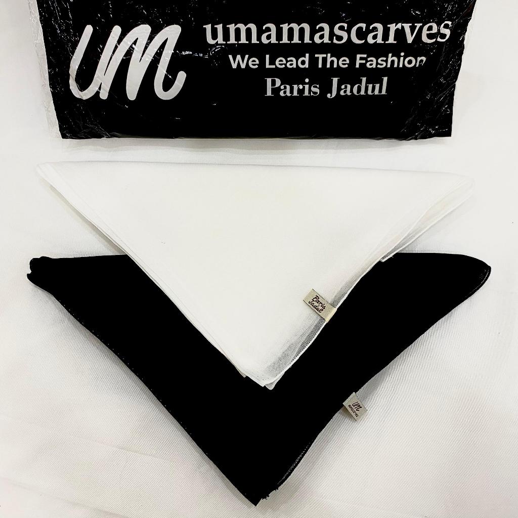 PARIS ORI KHUSUS HITAM PUTIH  Metalogo UM  Hijab Umama Scarf 110x110cm