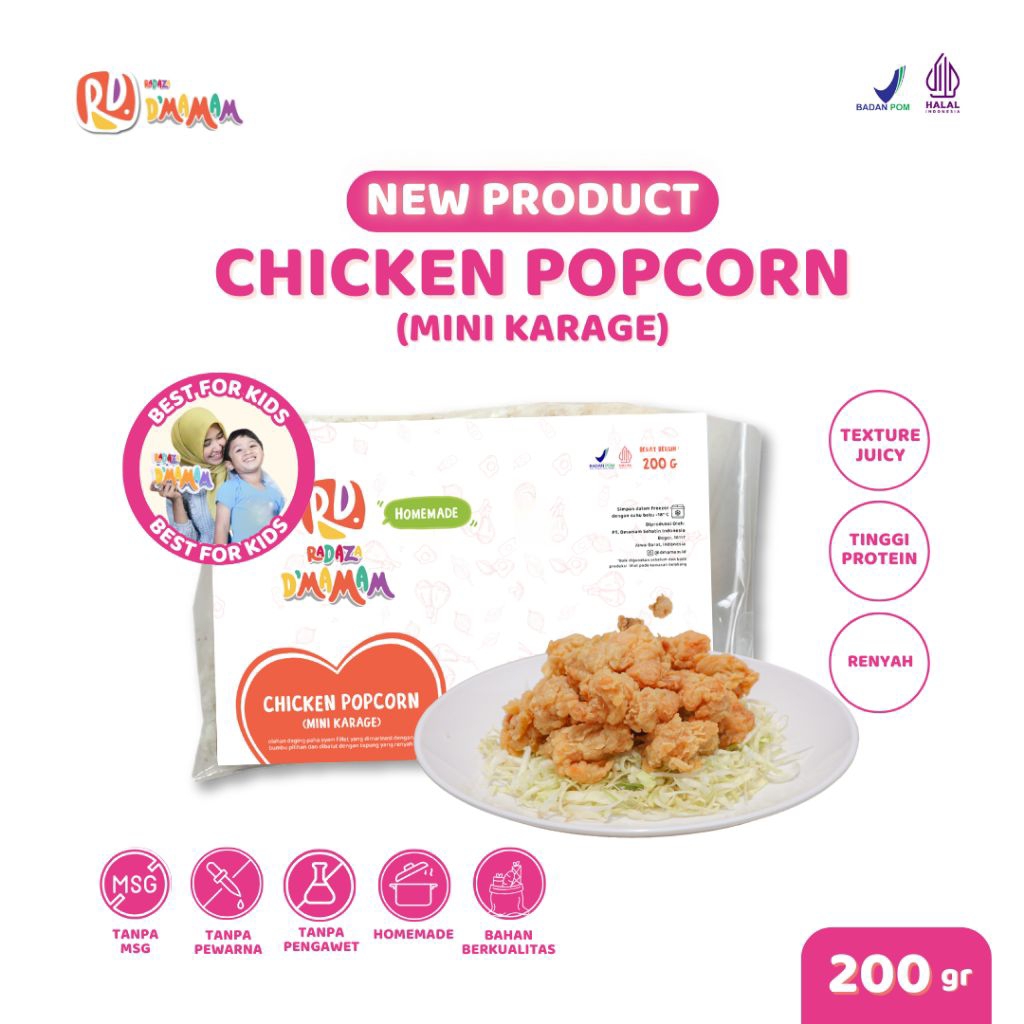 

Dmamam Chicken popcorn (mini karage) 200g no MSG BPOM Halal cemilan lauk praktis anak MPASI