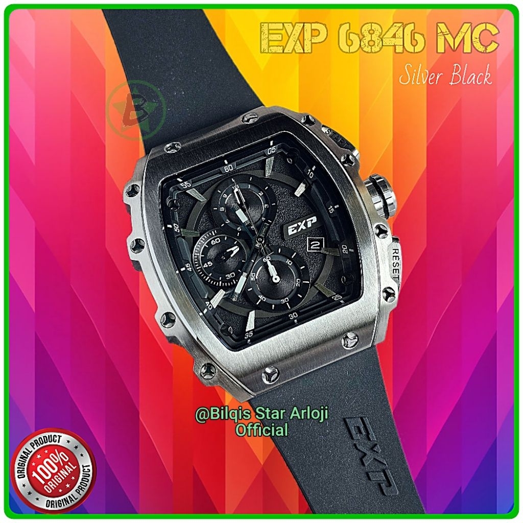 New Expedition Pria Kotak E6846 Case Silver Tali Karet Original 100%