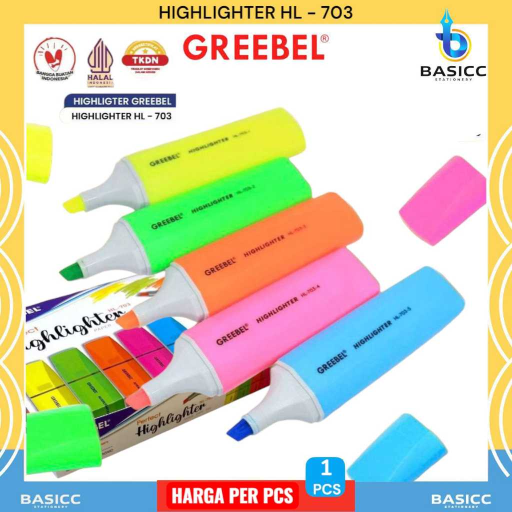 

Greebel Highlighter Colors Stabilo Pastel Spidol Penanda HL- 703