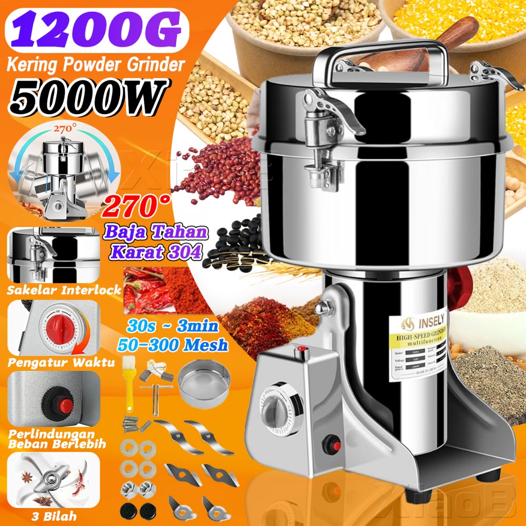 1200G Penggilingan Kering Powder Penggiling Gerinda Kacang Tanah Mudah Dibersihkan Besar Kehalusan M