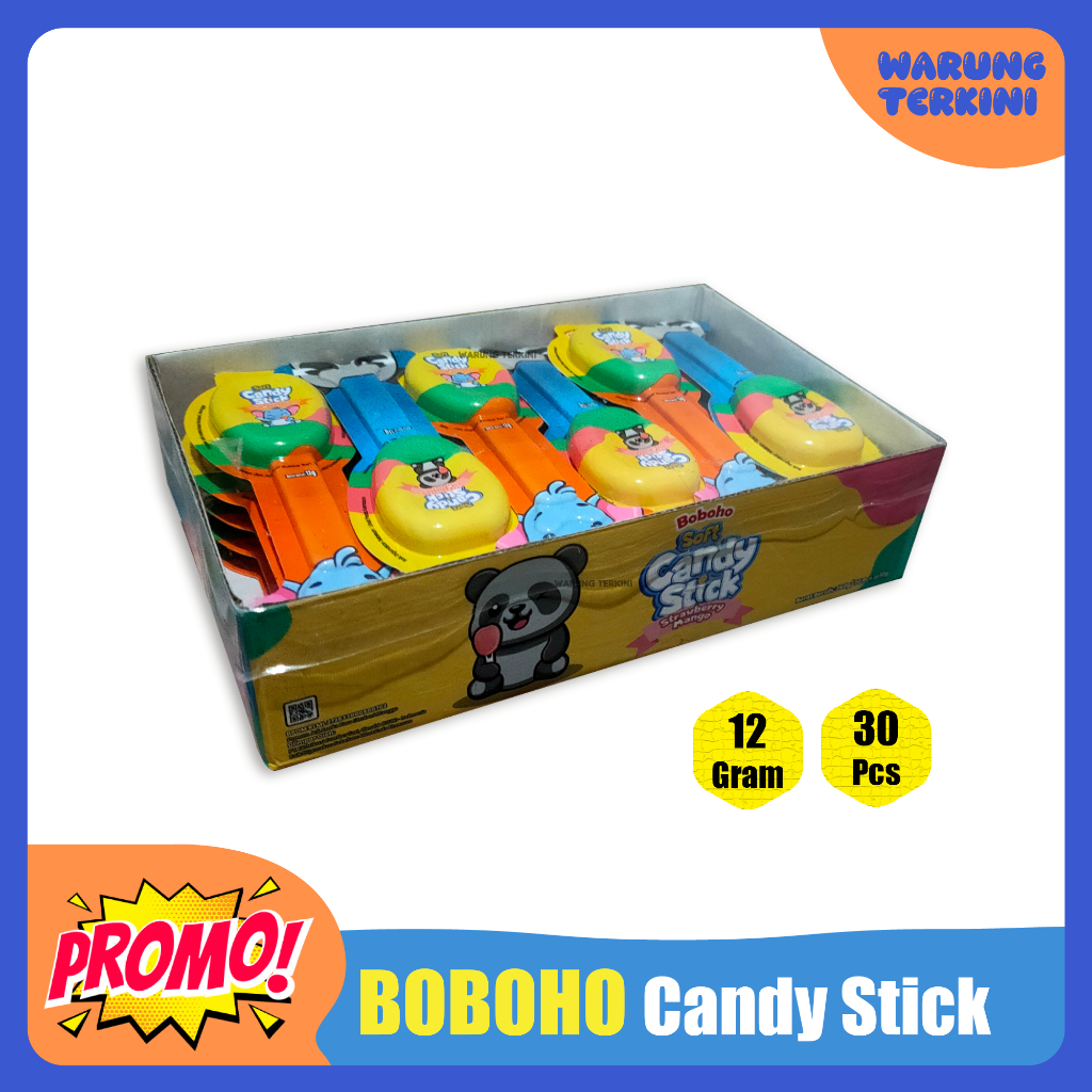 

Permen Boboho Soft Candy Stick 1 Box 30 Pcs 12gr | Permen Jeli Stoberi Mangga