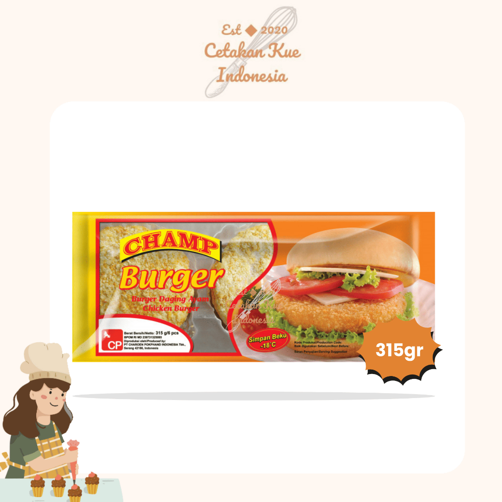 

{CKI} CHAMP CHICKEN BURGER ISI 6PCS | Frozen Food Champ Chicken Burger isi 6pcs