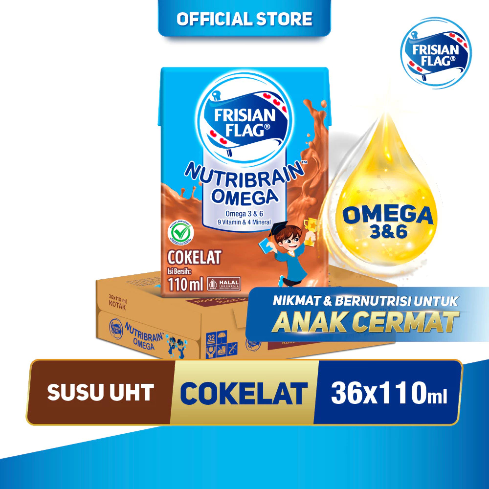 

Frisian Flag Omega Susu UHT Chocolate 110Ml [36 Pcs]