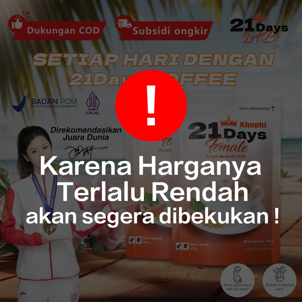 

21Days Coffee Female Coffee -Kunyit, Kacip Fatimah, Daun Sirih,Gula Aren-Rekomendasi JuaraOlimpiade