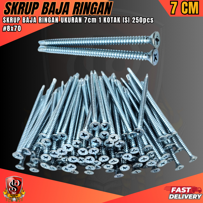 SEKRUP BAJA RINGAN 8X70 7CM 1KOTAK ISI 250PCS / SKRUP BAUT ROOFING SERBAGUNA SUPER TAJAM ANTI KARAT 