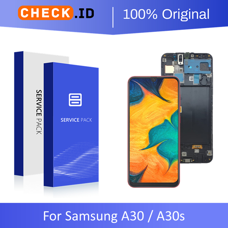 [ CHECK.ID ] AMOLED LCD + FRAME SAMSUNG A30 SM-A305F / A30S SM-A307F ORIGINAL