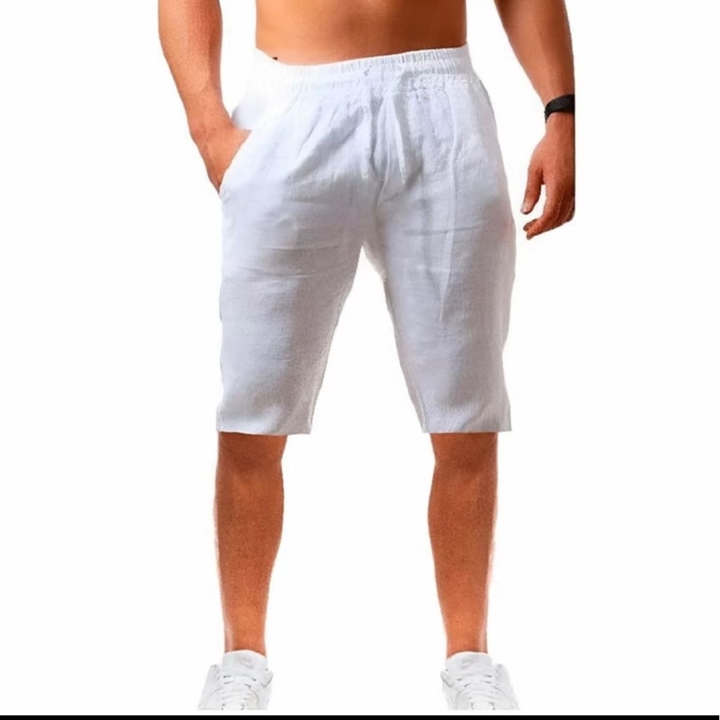 LINEN.ELITE Celana Pendek Pria Linen Slimfit Celana Linen Pria Pendek Premium